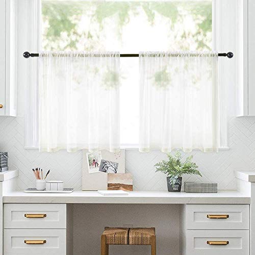 Short Sheer Curtains 30 Inch Length 2 Panels (Ivory / 29"W x 30"L (Pack of 2))