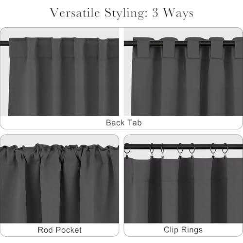 Grey Blackout Curtains 96 inch Long (Grey / 52"W x 96"L (Pack of 2))