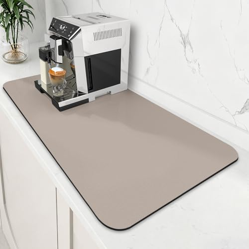 Coffee Mat Super Absorbent Dish Drying Mat Coffee Bar Mat 18"x 32" (Khaki / 32" x 18")