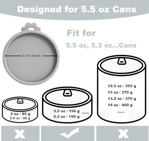 Cat Food Can Covers Lids for 5.5 oz Cans (Grey)