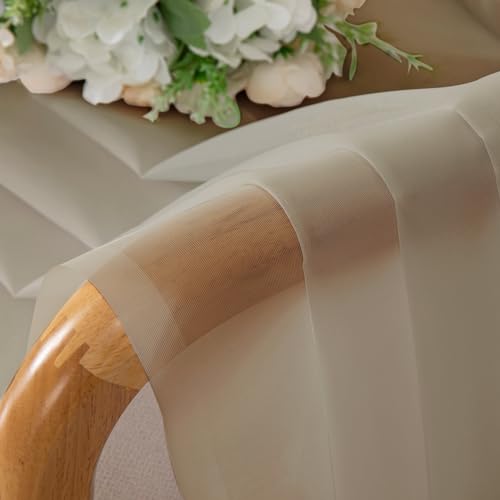 Taupe Sheer Curtains 54 Inch Length 2 Panels Set (Taupe / 40"W x 54"L (Pack of 2))