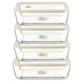 Glass Food Container Set with Glass Lid (White Sand - 4P)