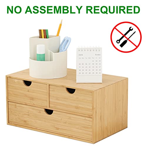 Bamboo Desk Organizer with Drawers (3 Drawers-up down)