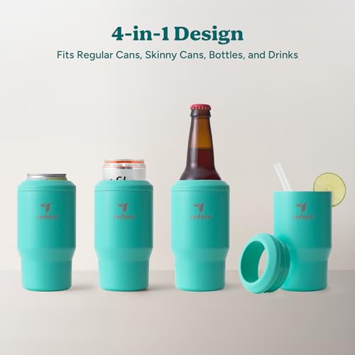 4-in-1 Drink Cooler - Versatile Can & Bottle Holder with Vacuum Insulation - Keeps Drinks Cold Up to 4 Hours - Includes Bottle Opener - Fits Cupholders & Dishwasher Safe - 14oz - Mojito (Mojito / Single)