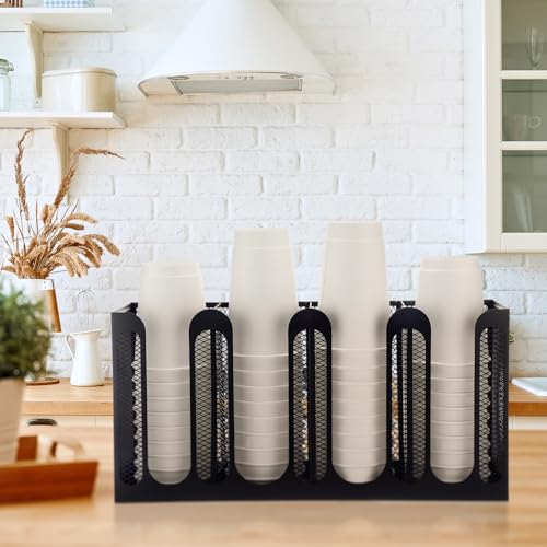 Cup Lid Holder (4 Compartments / Metal / 16.1 x 4.1 x 8 Inch)