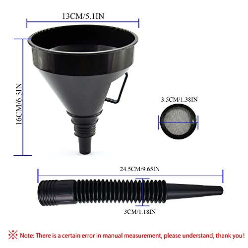Flex Funnel Wide Mouth Flexible Funnel with Handle (1pcs Black)