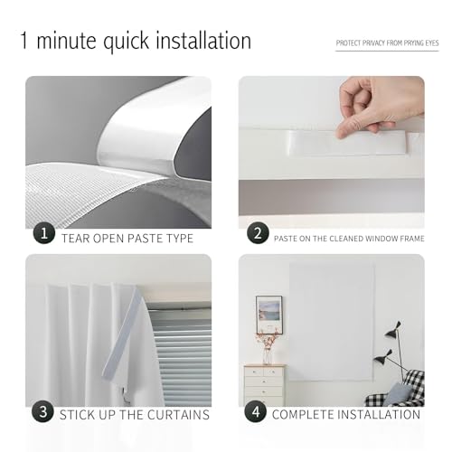 Instant Blackout Window Curtain with Reusable Adhesive (71"W x 72"L (Pack of 1) / Light Grey)