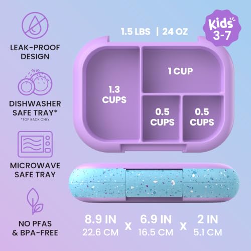 Chill Kids 4 Compartment Bento Box Leakproof Lunch Box (Confetti Edition - Vivid Orchid)