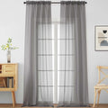 Grey Sheer Curtains for Windows 108 inches Long 2 Panels Set (42"W x 108"L (Pack of 2) / Charcoal Grey)