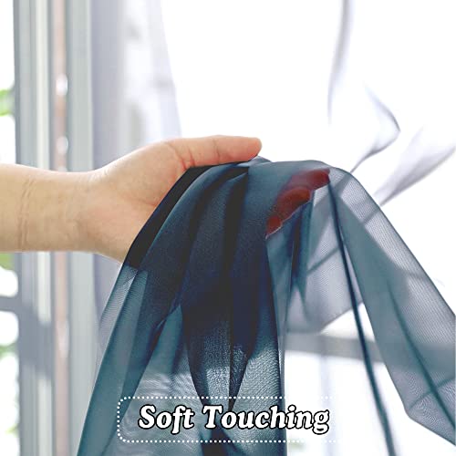 Dusty Blue Sheer Curtains 63 inch Length 2 Panels Set for Kitchen Decor (Dusty / 42"W x 63"L (Pack of 2))