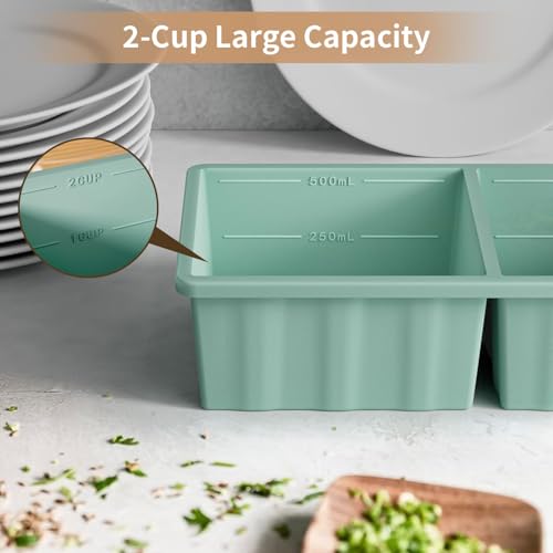 Silicone Freezer Tray for Soup Ice Cubes (Green(2pack))