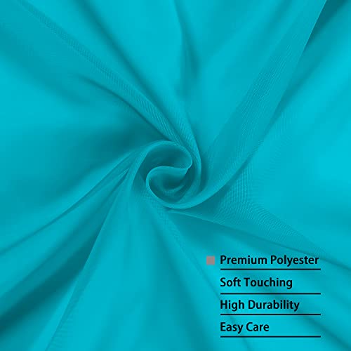 Sheer Curtains 63 inch Length 2 Panels Set (Turquoise / 42"W x 63"L (Pack of 2))
