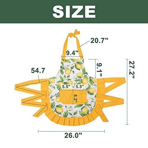 Women Hem Apron with 2 Pockets for MOM and ME Cotton Extra (Yellow-adult)