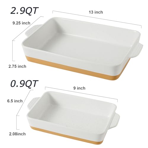Ceramic Baking Casserole Dish with Handles (Farmhouse White)