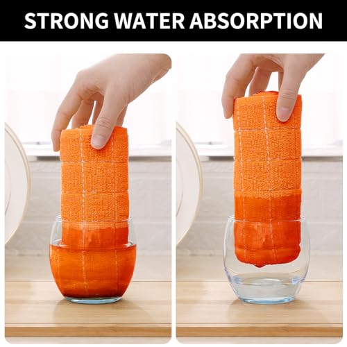 100% Cotton Terry Kitchen Dish Cloths (Orange / 12 X 12 - 6 Pack)