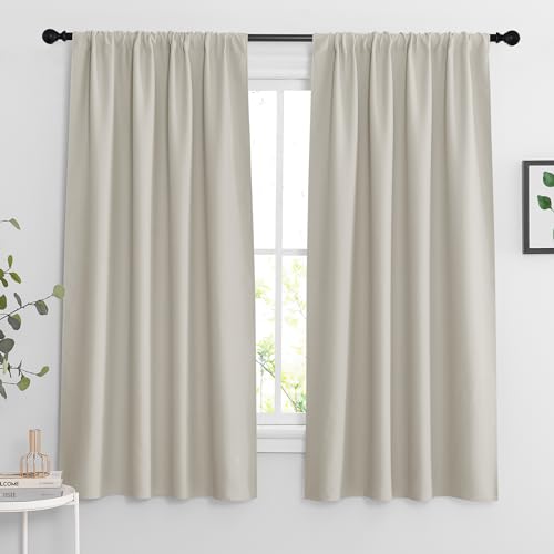 Extra Wide Curtains for Bedroom Living Dining Room 63 inches Long (Natural / 62"W x 63"L (Pack of 2))