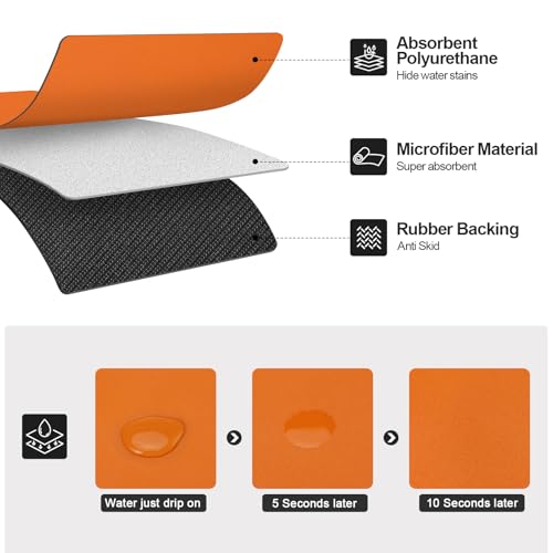 Dish Drying Mat for Kitchen Counter (Orange / 16" x 24")