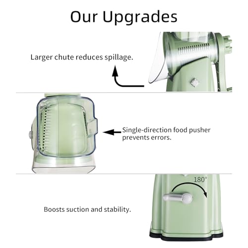 Upgrade Rotary Cheese Grater Shredder with Handle (Green)
