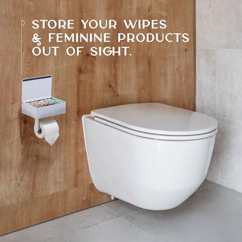 Day Moon™ Toilet Paper Holder with Shelf (White)