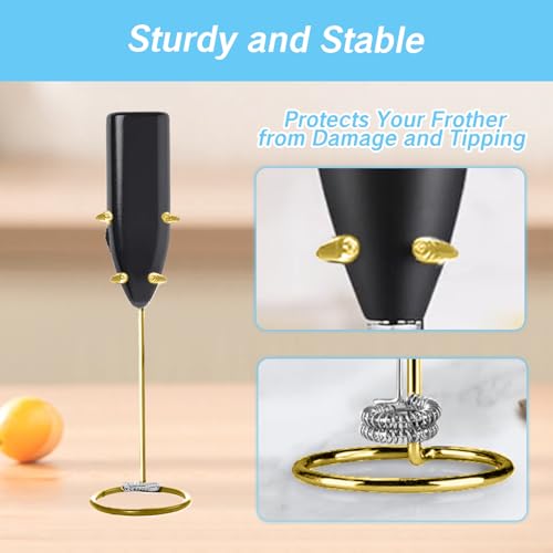 Frother Stand Kitchen Milk For Coffee Stainless Steel Stand Fits for Multiple Types of Coffee Frothers (Gold)