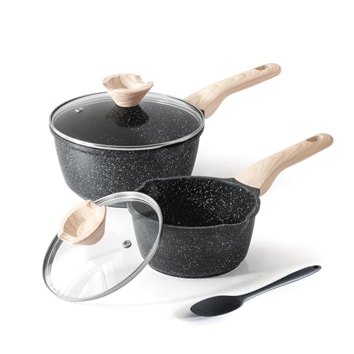 Sauce Pan Set with Lid (Black / 1.5QT+2.5QT)