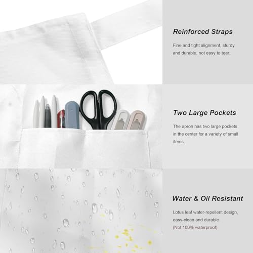15 Pack Adult Aprons for Women Men (Large / White)