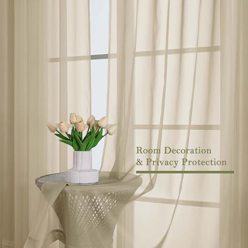 Taupe Sheer Curtains 108 Inches Long 2 Panels (Taupe / 59"W x 108"L (Pack of 2))