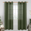 80 Inch Length Olive Green Linen Curtains for Living Room 2 Panels (34"W x 80"L (Pack of 2) / Olive Green)