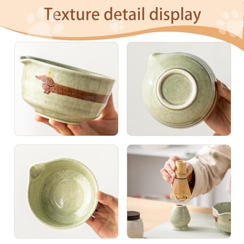 Matcha Set with Dog Pattern (Mottled Green)