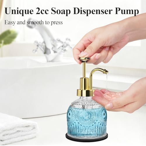 8 Oz Clear Glass Soap Dispenser with Rust Proof Gold Pump (Clear-gold Pump-2 Pack)