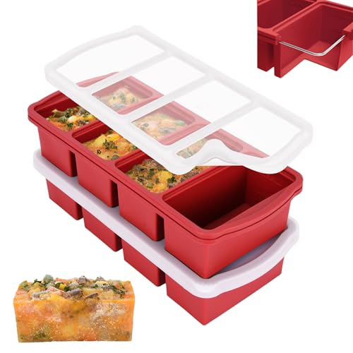 Silicone Freezer Trays with Lid (Red-1 cup)