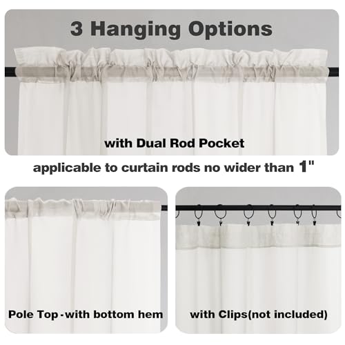 Sheer Ivory Curtains 90 inches Long 2 Panels (Ivory / 42"W x 90"L (Pack of 2))
