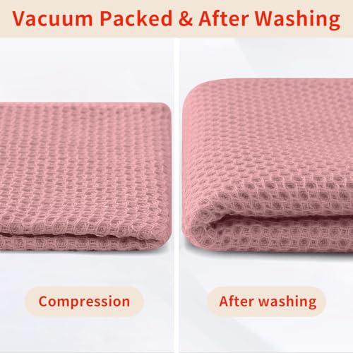 100% Cotton Waffle Weave Kitchen Dish Towels 6 (Dried Rose / 13 X 28 - 6 Pack)