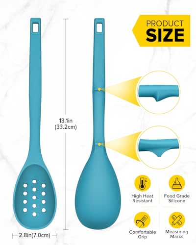 Pack of 2 Silicone Cooking Spoons (Blue)