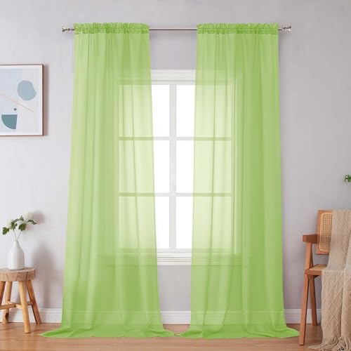 Lime Sheer Curtains 84 Inches Long (Lime / 42"W x 84"L (Pack of 2))