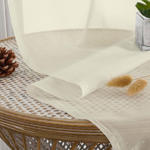 Cream Sheer Curtains 90 Inch Long 2 Panels for Living Room 59" Wide (Cream / 59"W x 90"L (Pack of 2))