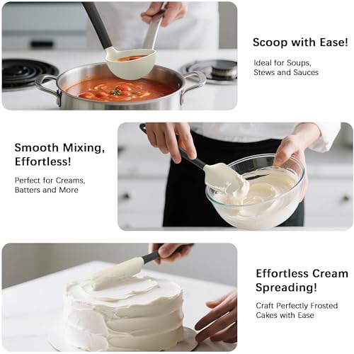 Silicone Kitchen Cooking Utensils Set (Beige)