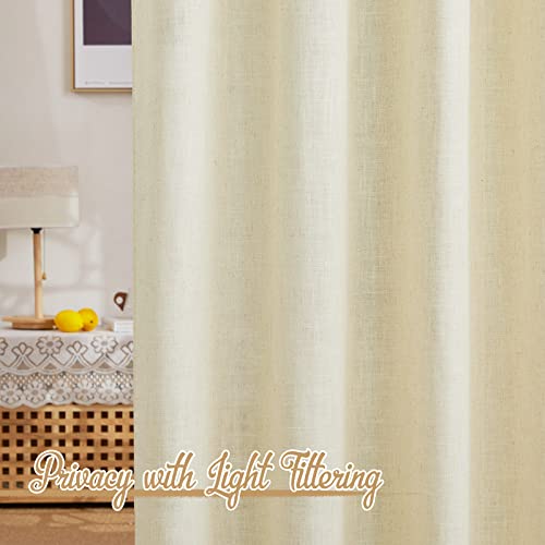 Linen Curtains 63 inch Long for Living Room (52"W x 63"L (Pack of 2) / Linen Butter)