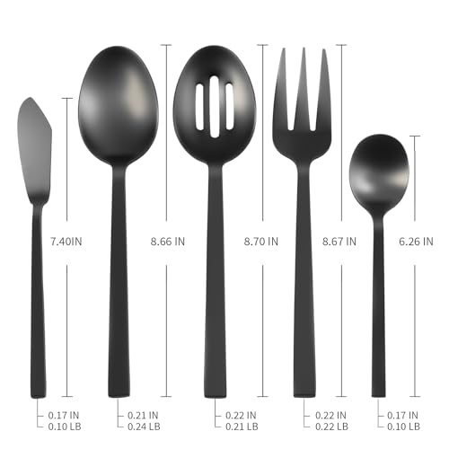 Black Silverware Set with Cuboid Handle 45 (Matte Black / 45 Pcs)