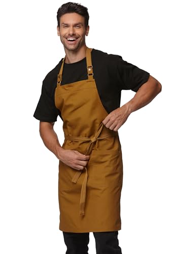 Chef Men Canvas Waterproof Apron Pocket 4251GB (1 Pack / Ginger)