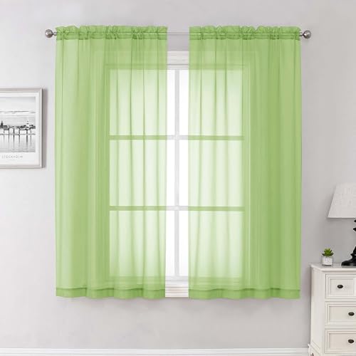 Lime Sheer Curtains 63 Inch Length 2 Pcs (Lime / 42"W x 63"L (Pack of 2))