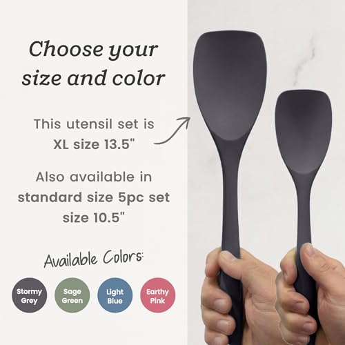 Starpack Like a Boss XL Silicone Cooking Utensils Set (Gray/Black / XL Size Set of 6, 13.5")