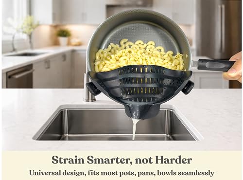 Clip On Strainer Silicone for Pots and Pans (Black)