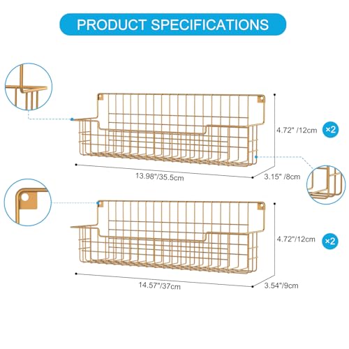 Spice Rack Wall Mount (Gold-4 Pack)