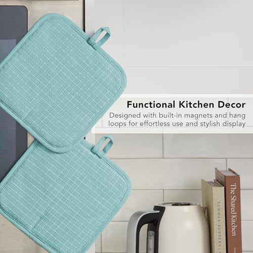Gourmet Series Gridlines Pot Holders 2 (Mineral Water Aqua)