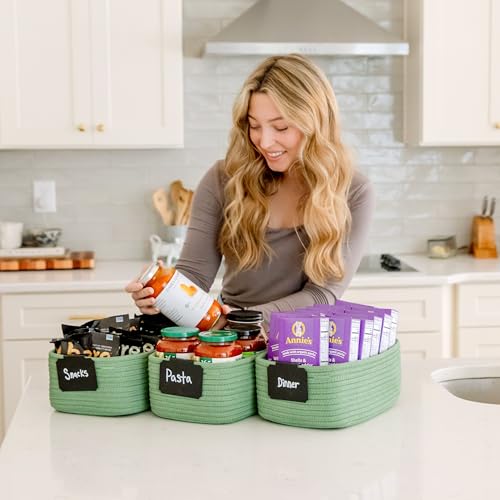 11.8"x8"x4.5” Rectangle Storage Baskets for Shelves 3 Pack (Green / 11.8" x 8" x 4.5")