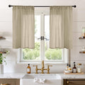 Short Linen Curtains 40 Inches Long for Cafe Kitchen (Camel / 30"W x 40"L (Pack of 2))