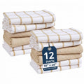 Tea Towels for Kitchen 100% Cotton Durable 12 Pack (18"x28" - 12 Pack / 03: Beige)
