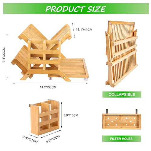 Bamboo Wooden Dish Rack (3-tier (Bamboo))