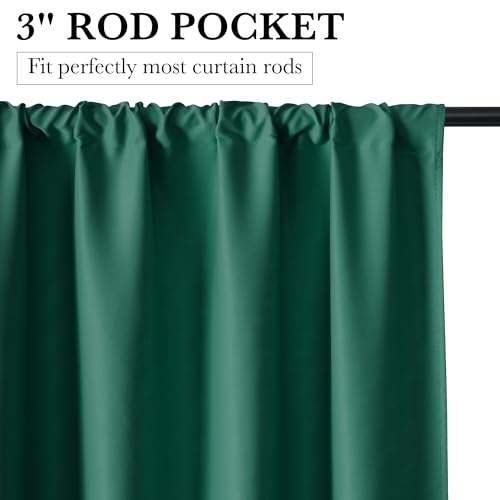 Bedroom Blackout Curtains 63 inches Long (100% Blackout - Dark Green / 34"W x 63"L (Pack of 2))